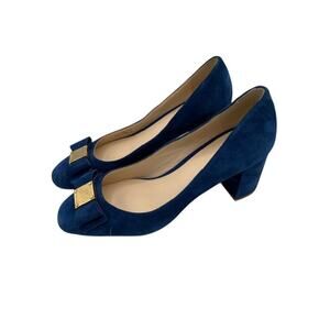 Cole Haan Bright Blue Suede Bow Pumps Size 6.5